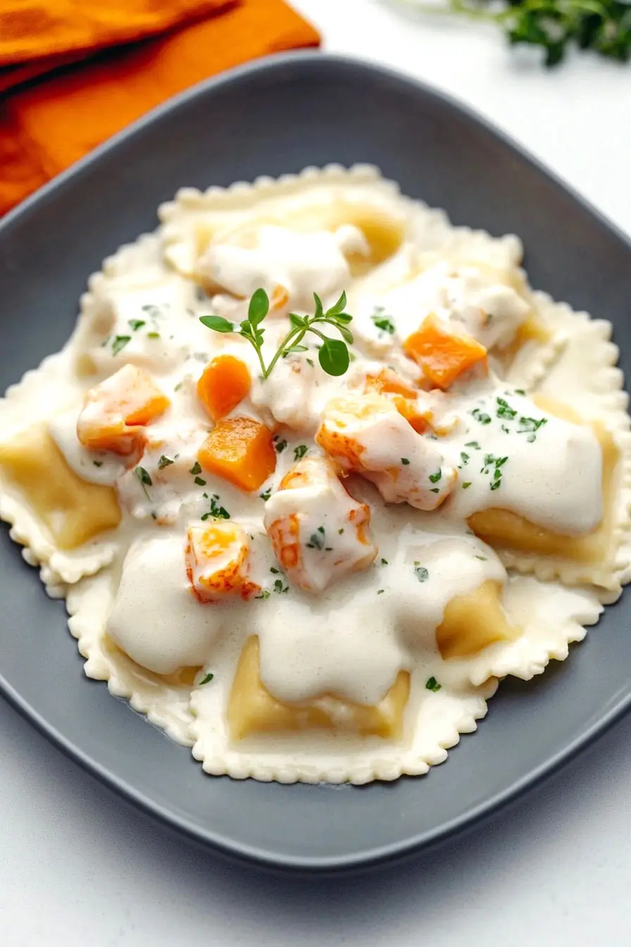 Creamy Butternut Squash Ravioli With Lobster