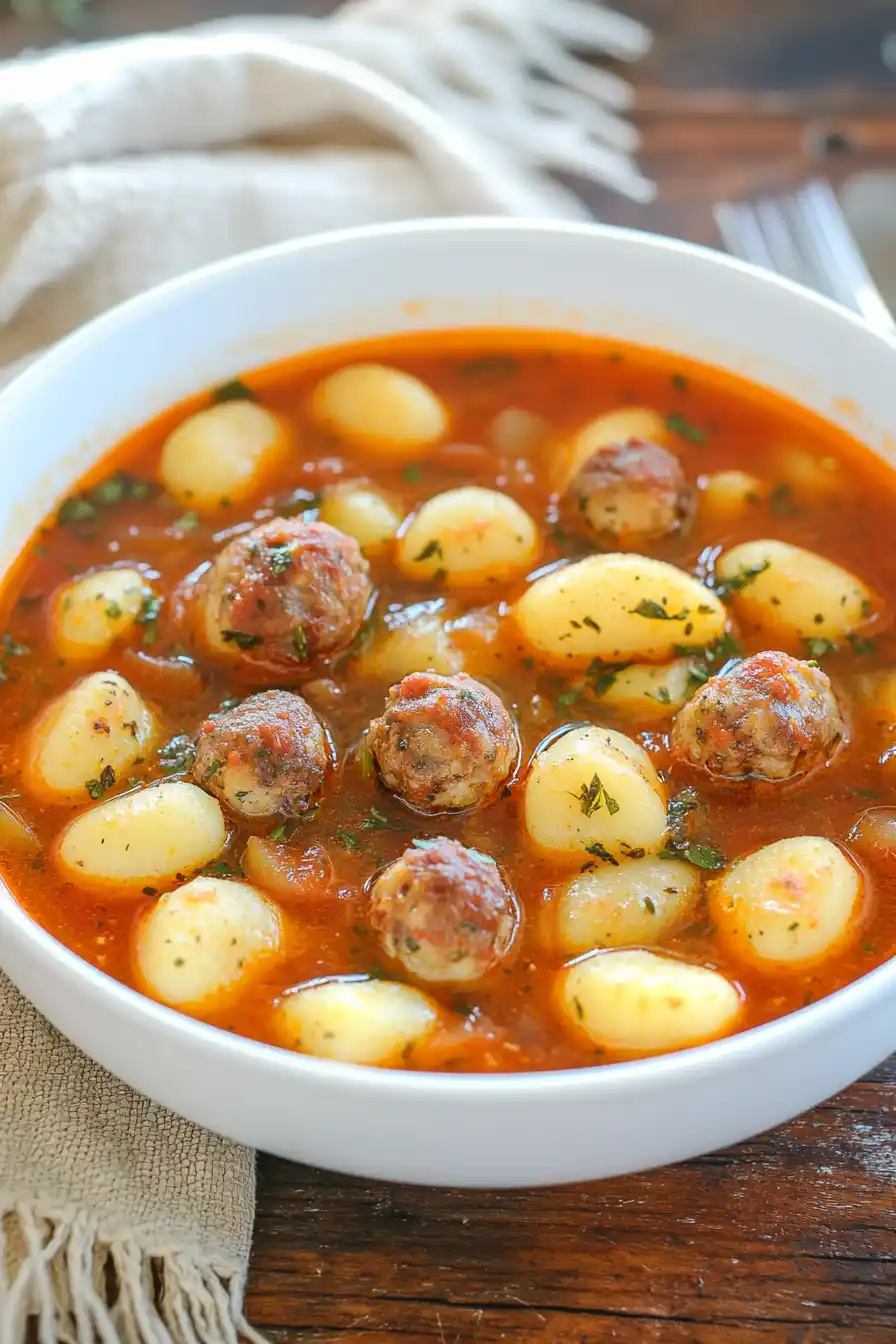 Easy Meatball Gnocchi Soup Recipe