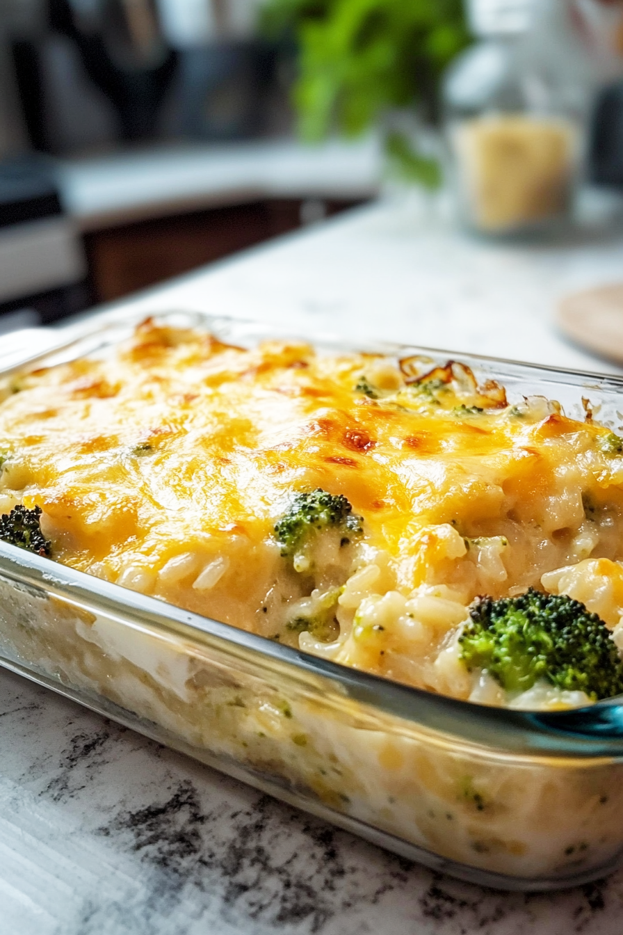 Easy Broccoli Cheese Rice Casserole