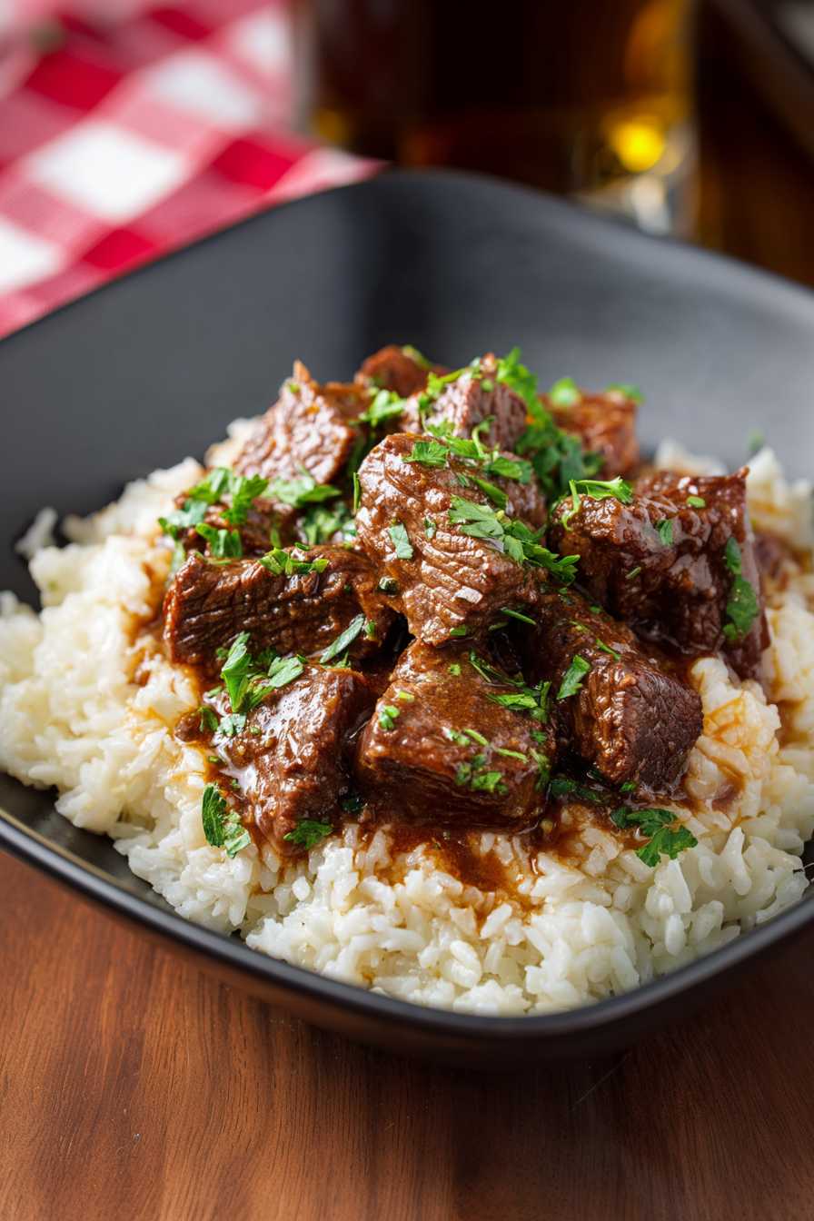Delicious Beef Stew and Rice