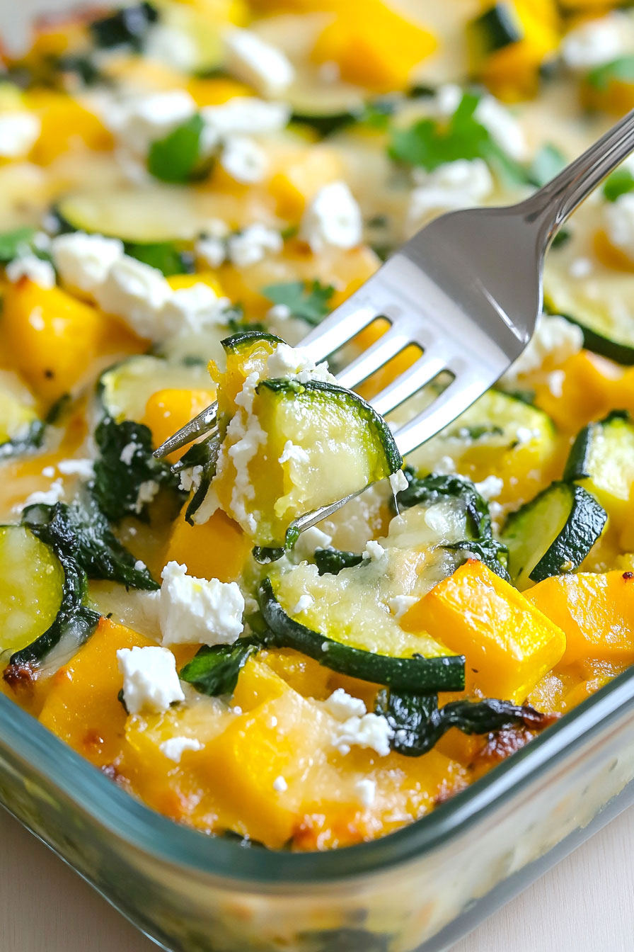 Healthy Baked Zucchini Spinach Feta Casserole