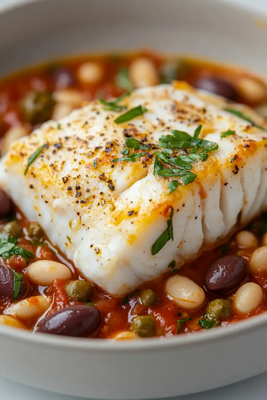Juicy Baked Cod Puttanesca
