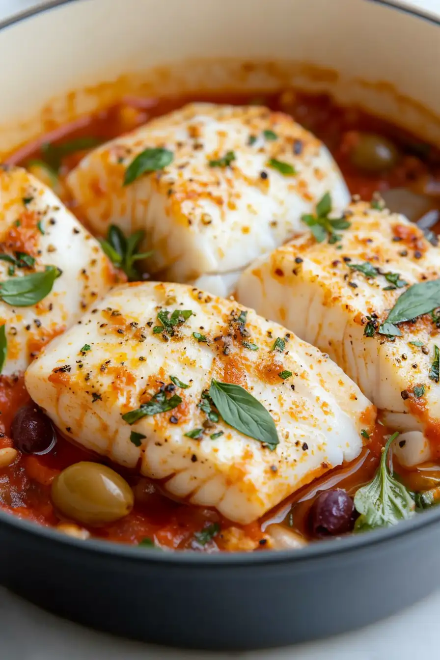 Juicy Baked Cod Puttanesca