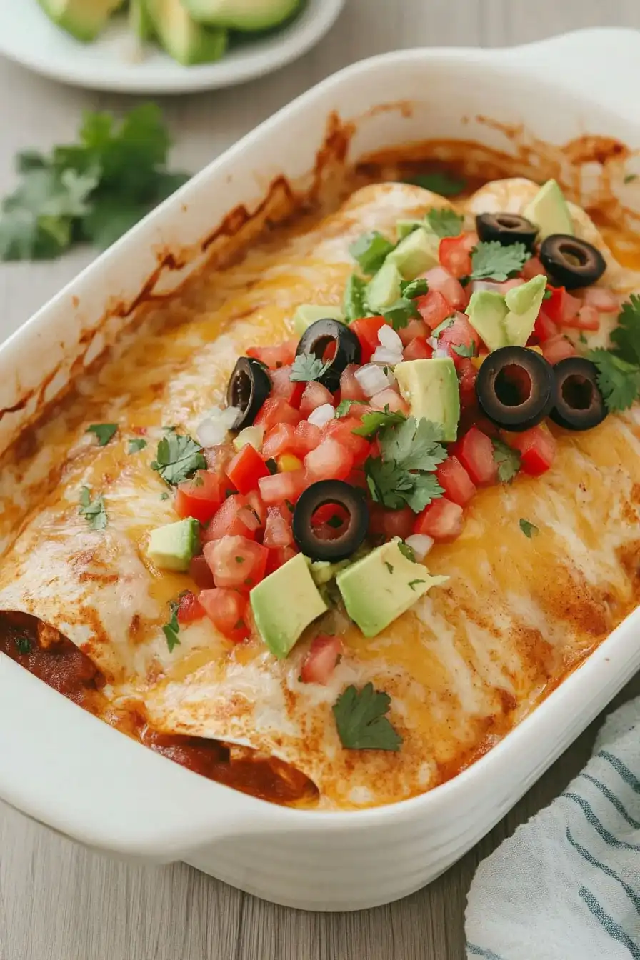 Juicy Roasted Chicken Enchilada Casserole