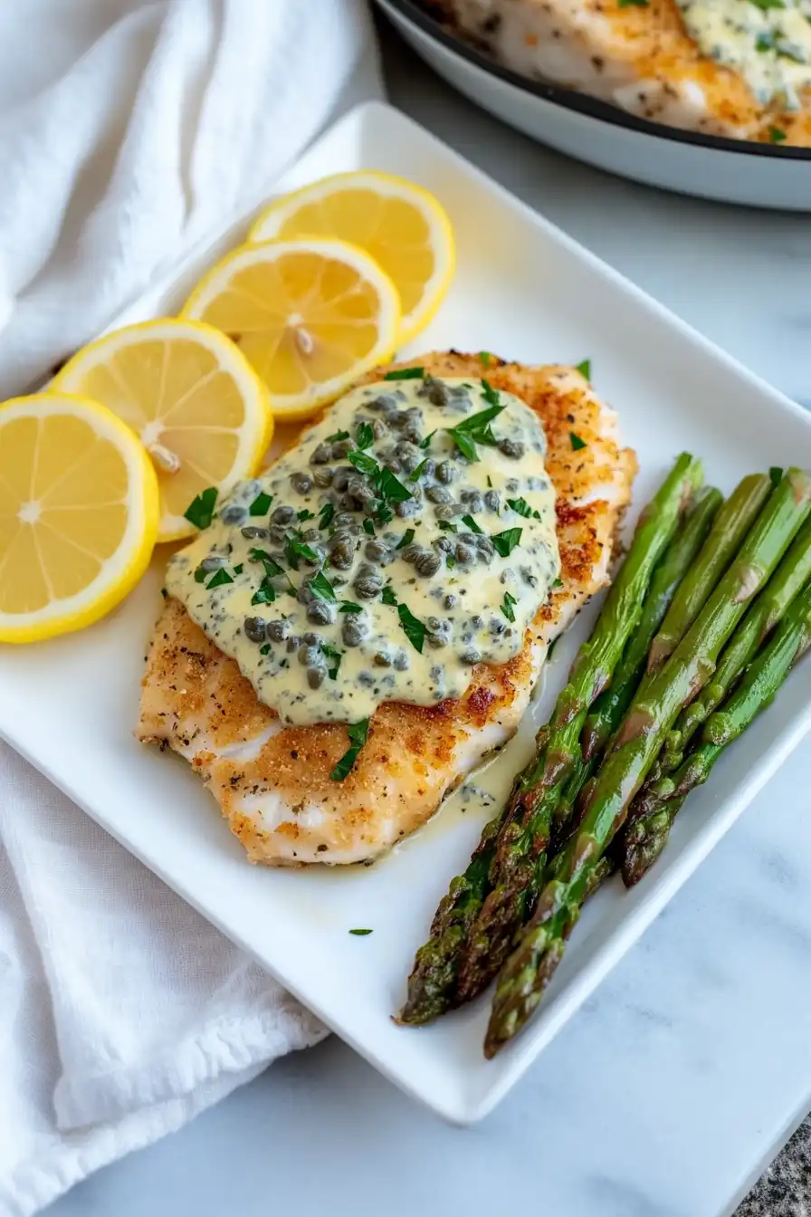 Healthy Swordfish with Lemon Caper Sauce