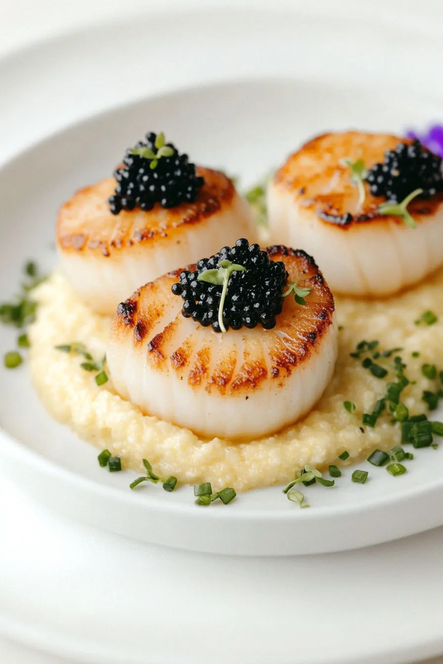 Best Seared Scallops with Caviar