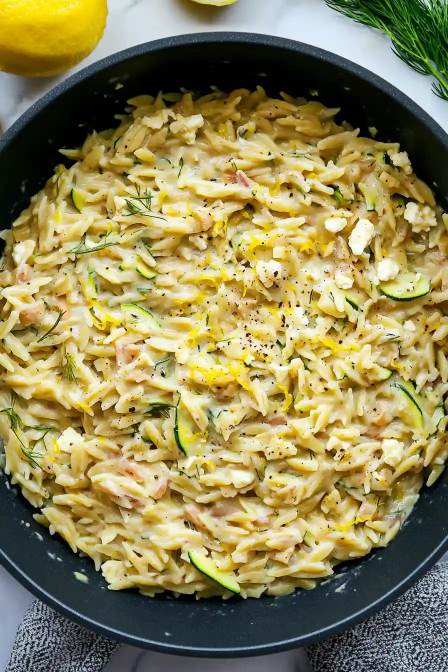 Healthy Feta Zucchini Orzo