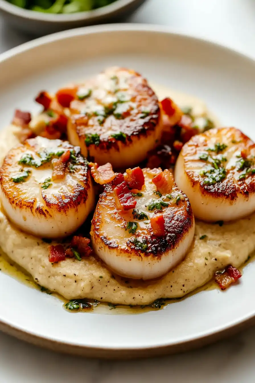 Delectable Seared Scallops with Cauliflower Puree