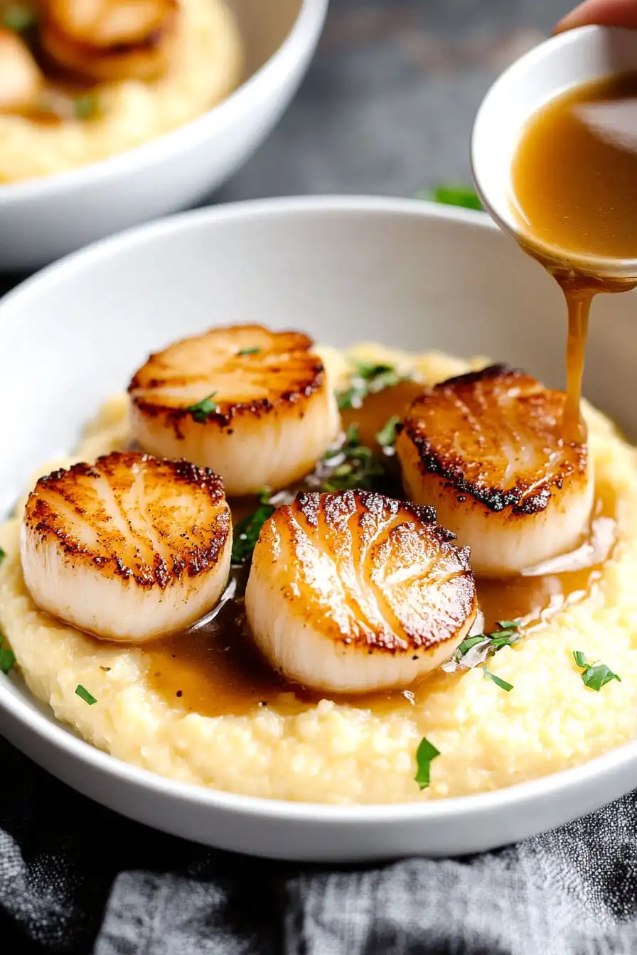 Savory Seared Scallops with Polenta