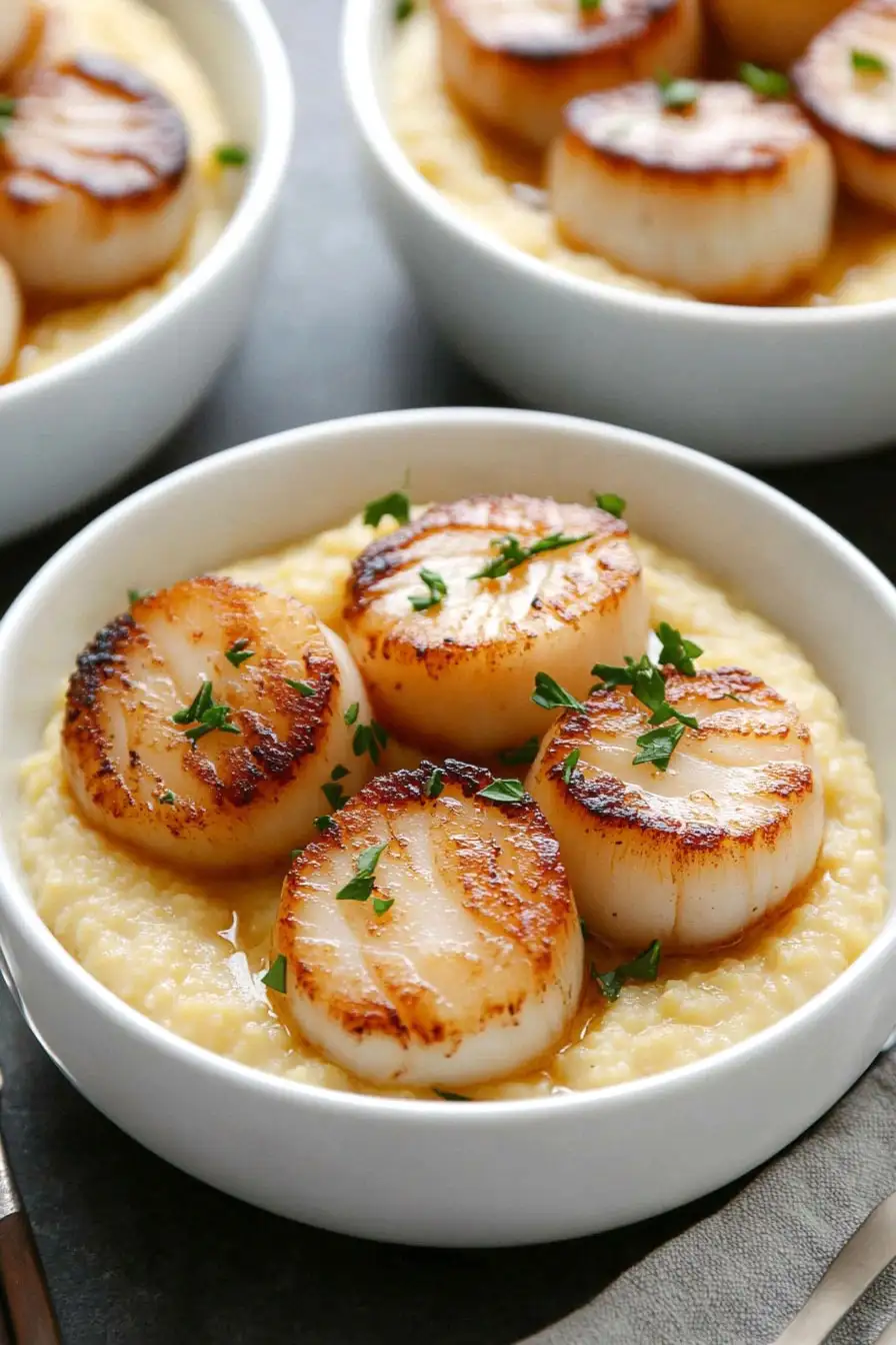 Savory Seared Scallops with Polenta