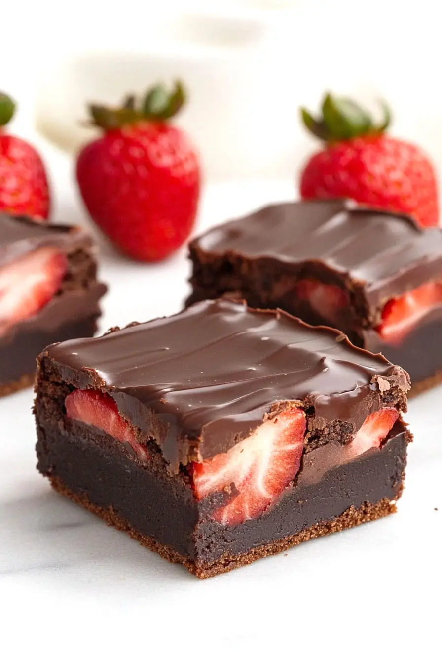 Delicious Chocolate Covered Strawberry Brownies