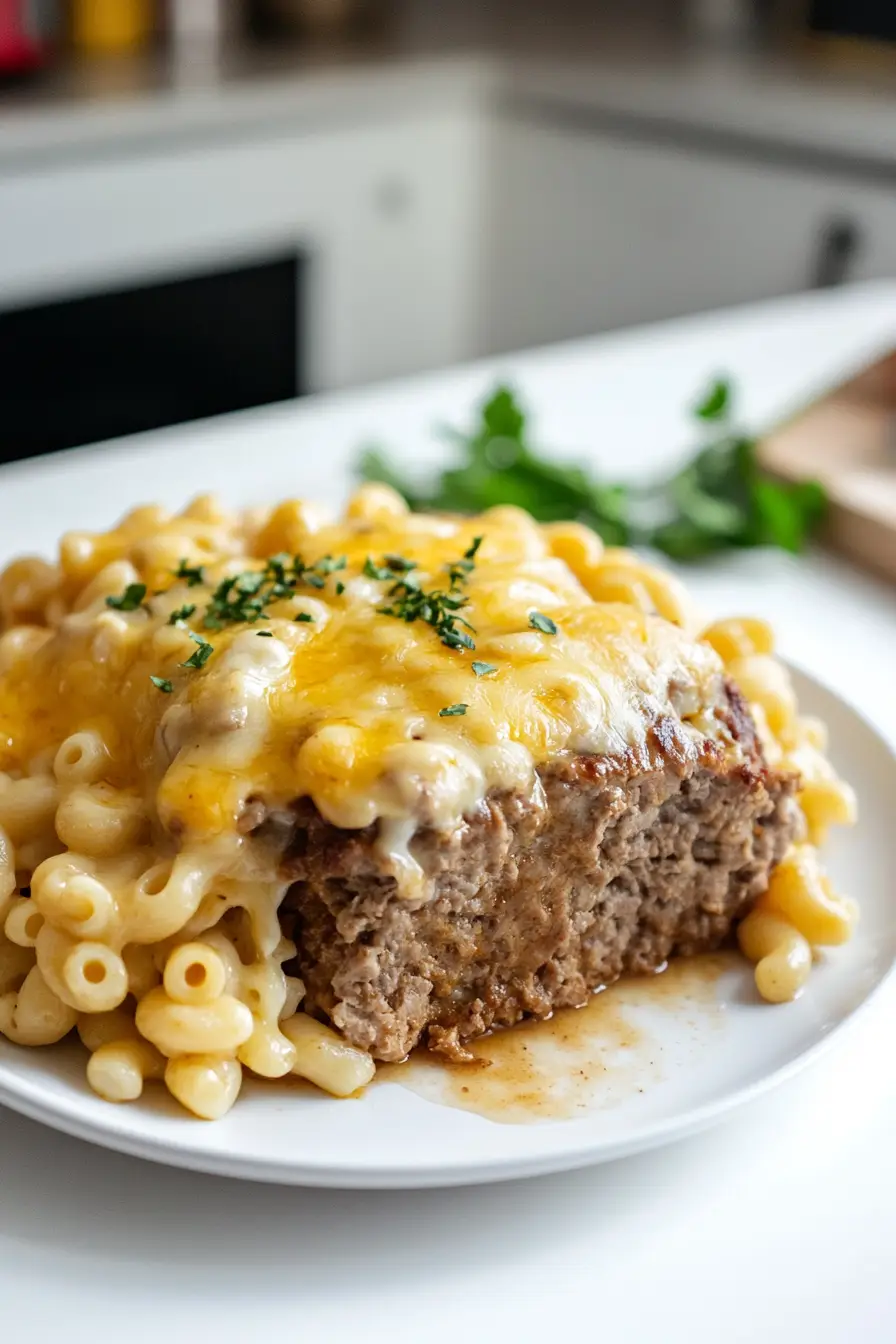 Hearty Mac and Cheese Meatloaf Casserole