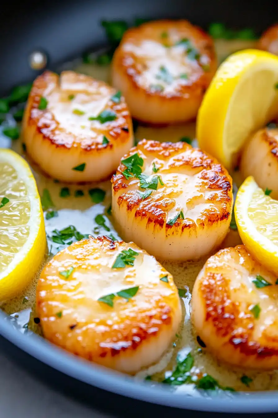 Perfectly Seared Lemon Garlic Butter Scallops