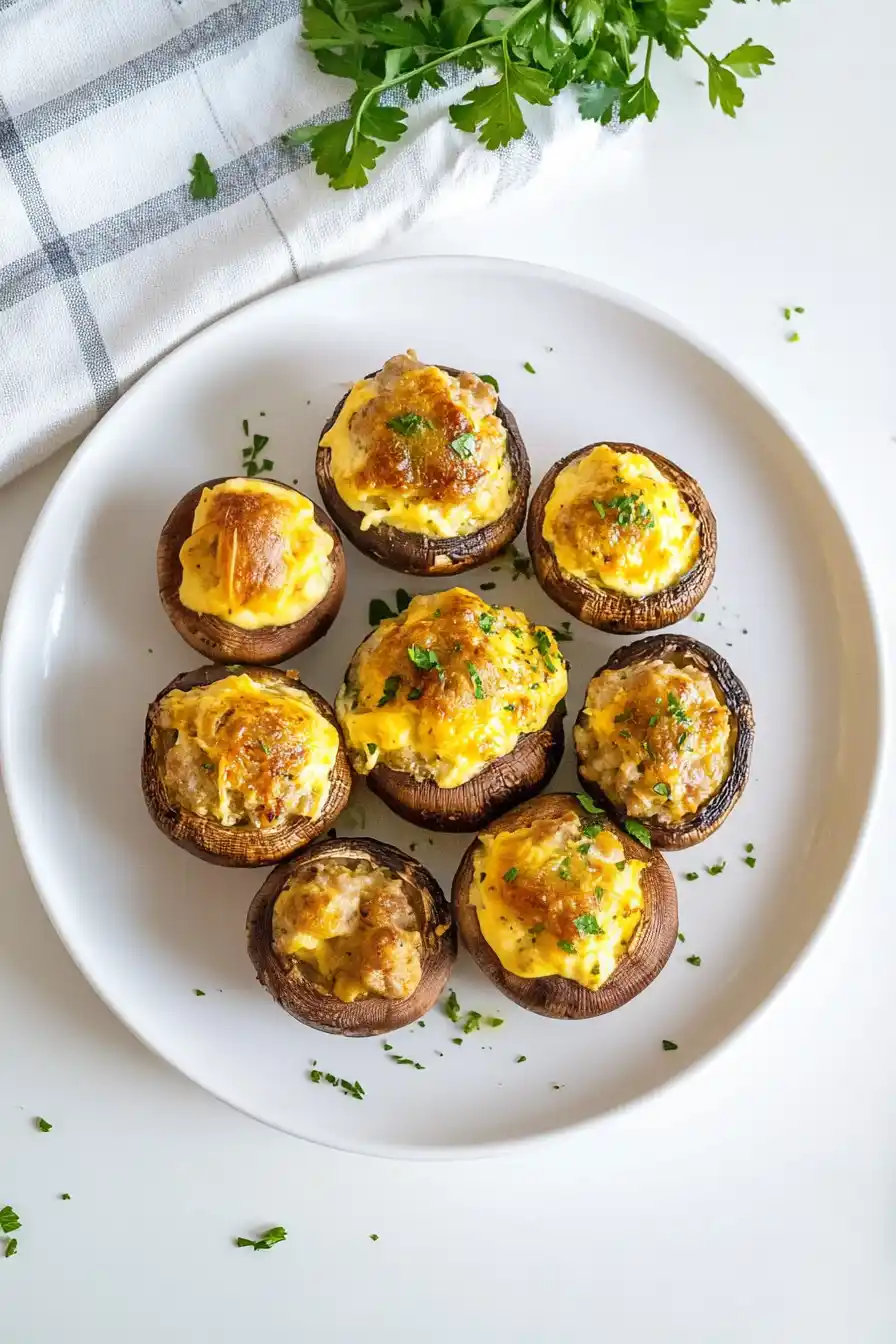 Savory Sausage Cream Cheese Stuffed Mushrooms