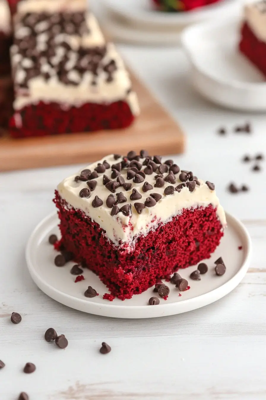 Moist Red Velvet Cake with Chocolate Chips