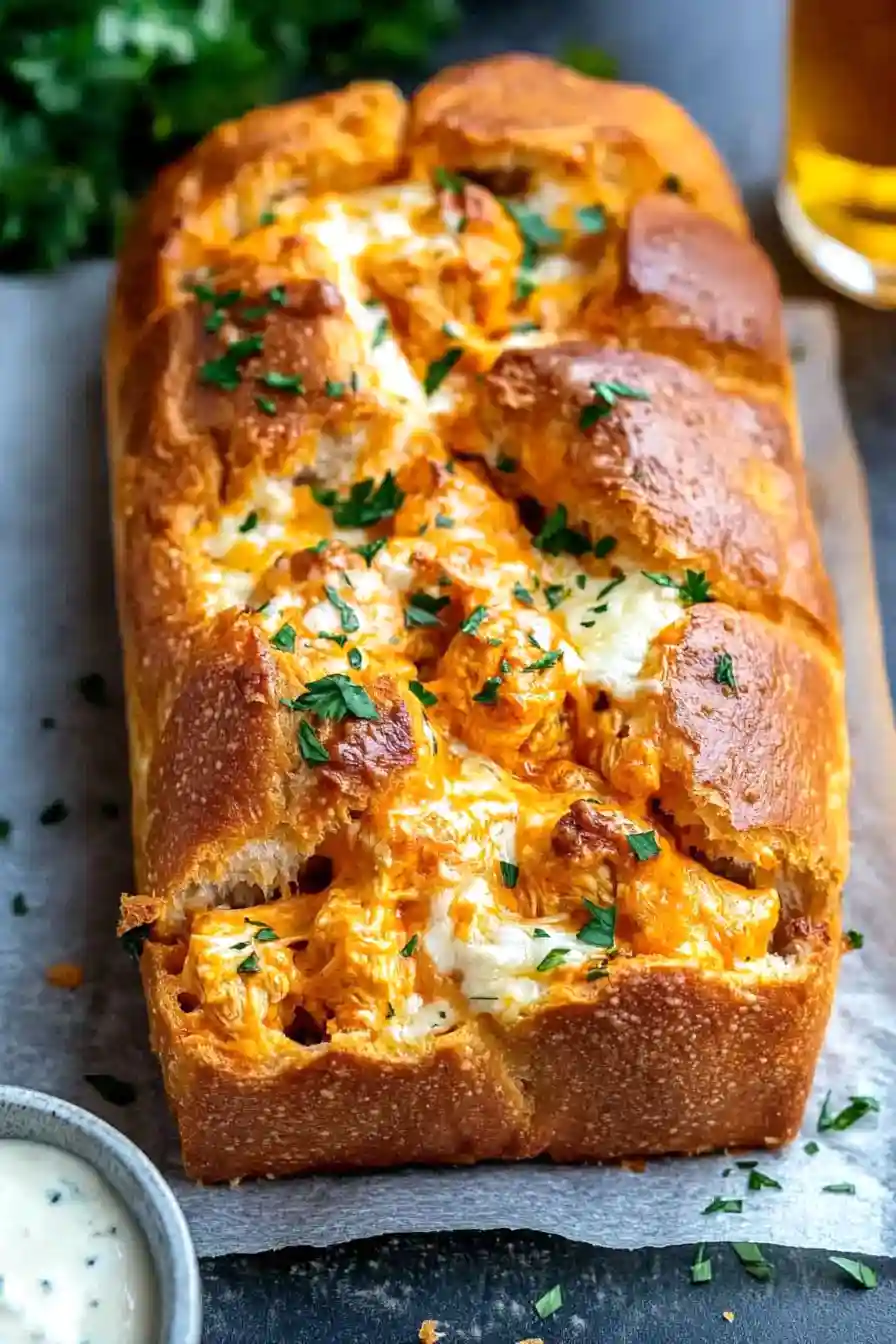 Crunchy Buffalo Chicken Pull Apart Bread