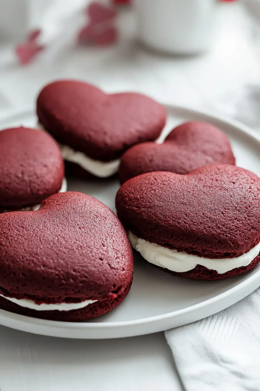 Tasty Heart-Shaped Red Velvet Whoopie Pies