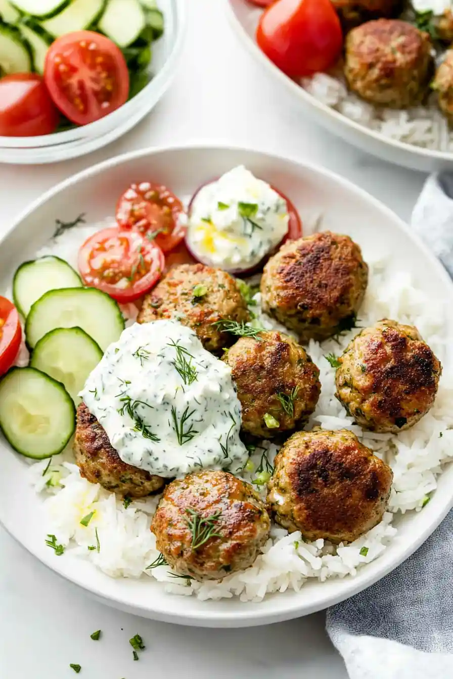 Quick Turkey Meatballs with Tzatziki