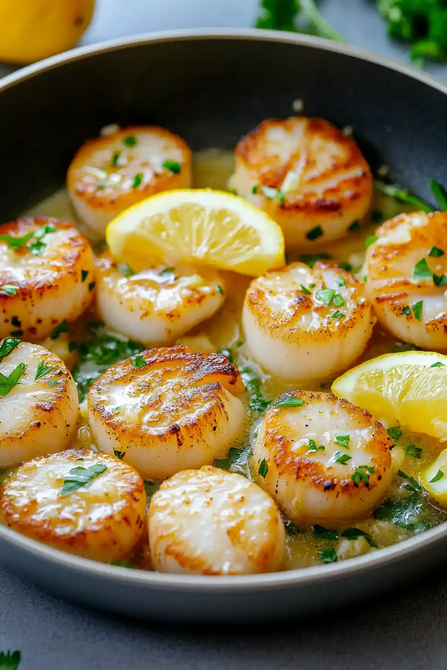 Perfectly Seared Lemon Garlic Butter Scallops