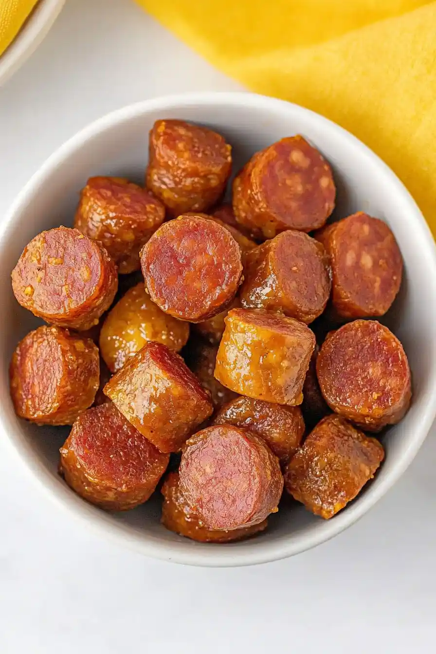 Tasty Slow Cooker Apple Kielbasa Bites