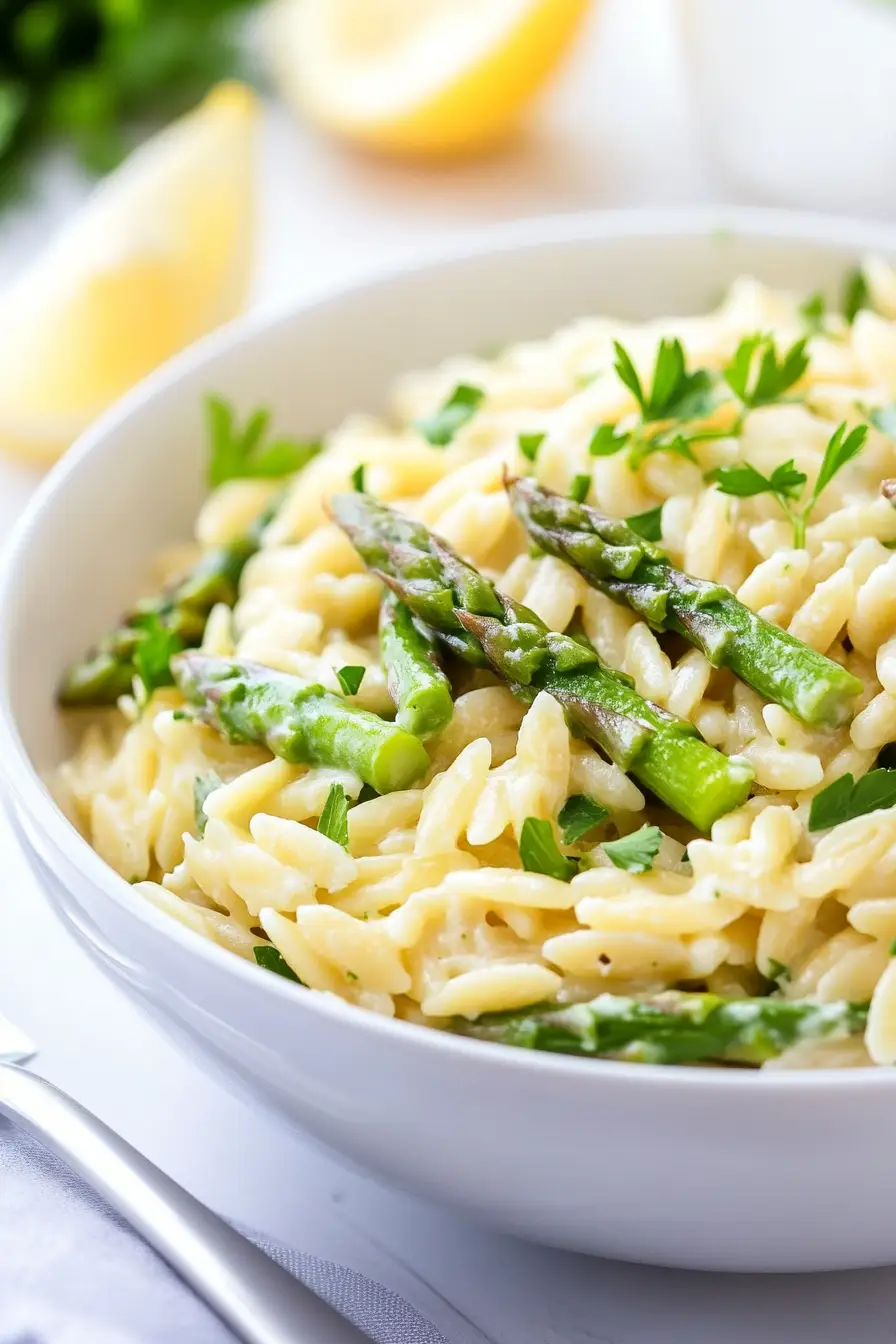 Savory Orzo with Asparagus