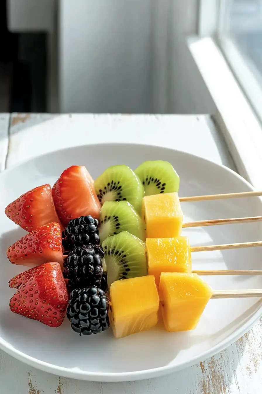Colorful Rainbow Fruit Kabobs