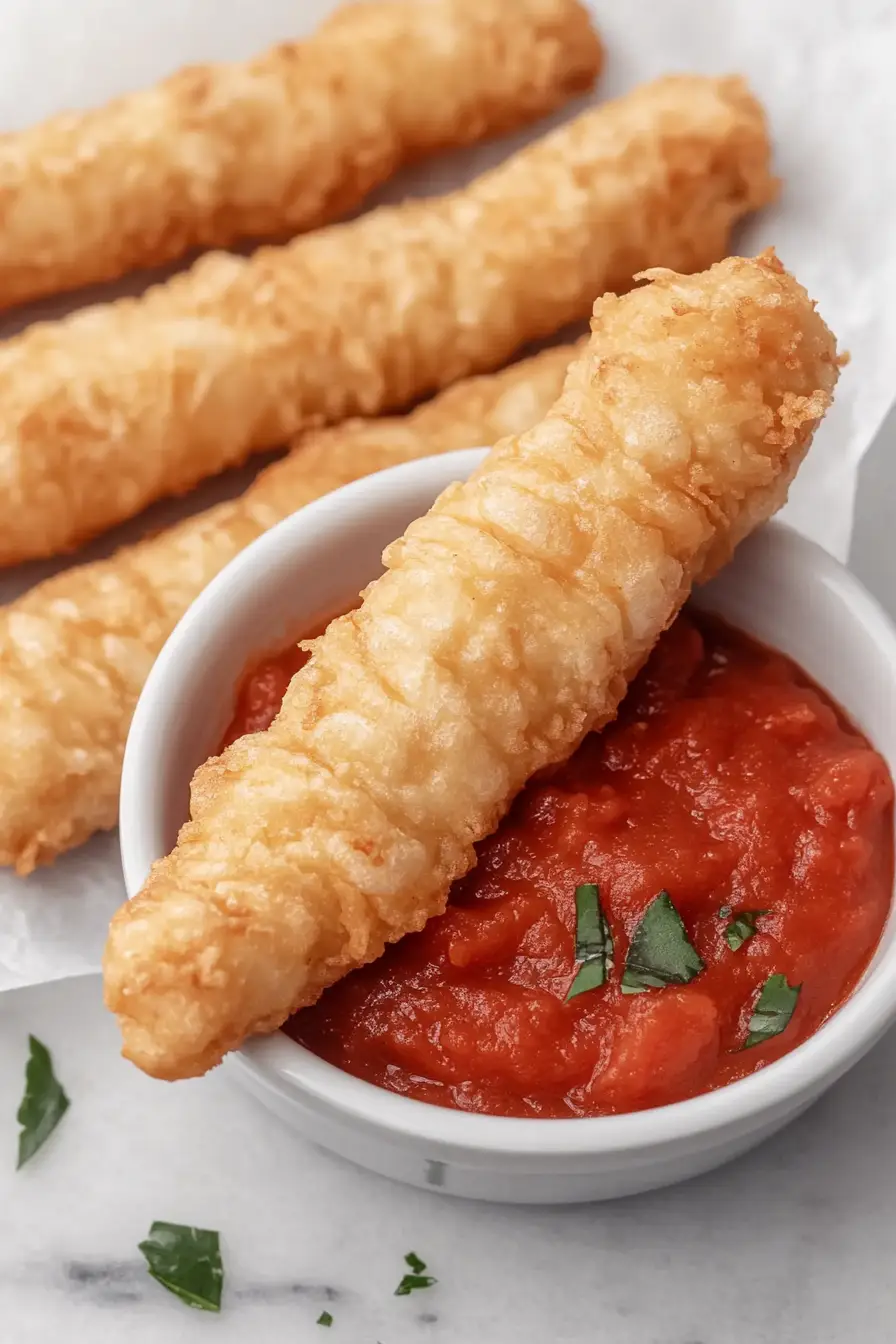 Quick Beer Battered Mozzarella Sticks