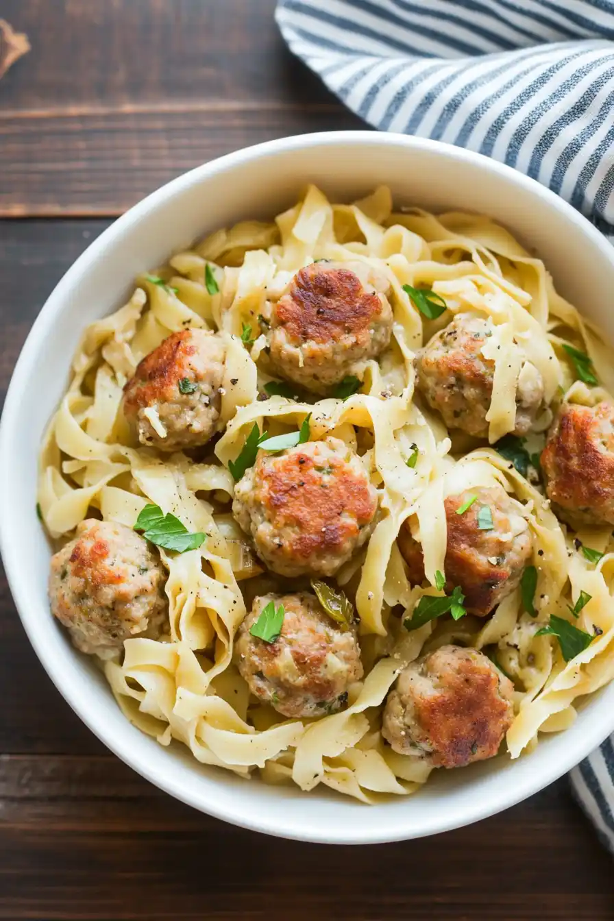 Best Turkey Meatballs with Egg Noodles
