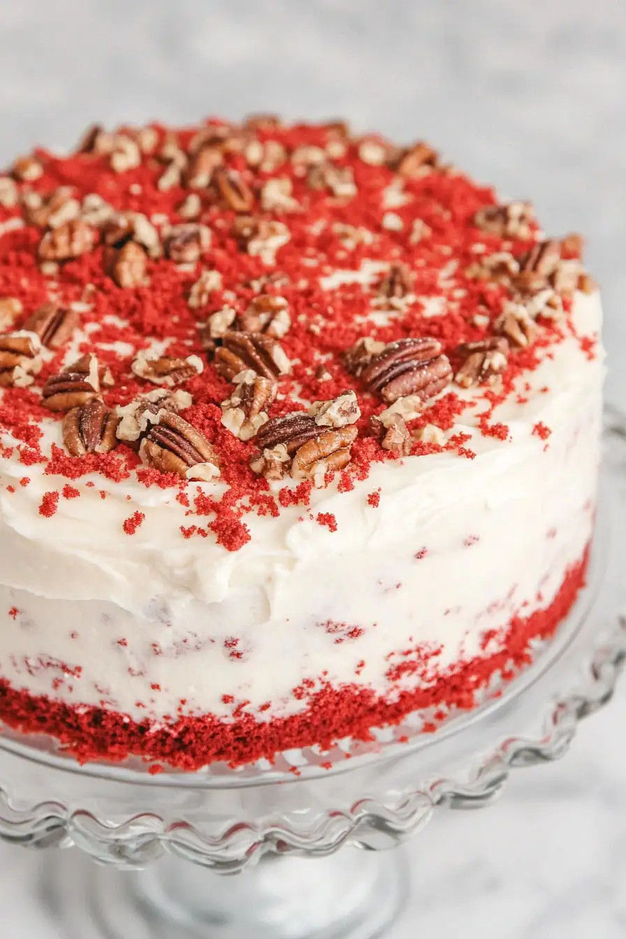 Classic Red Velvet Cake with Pecans