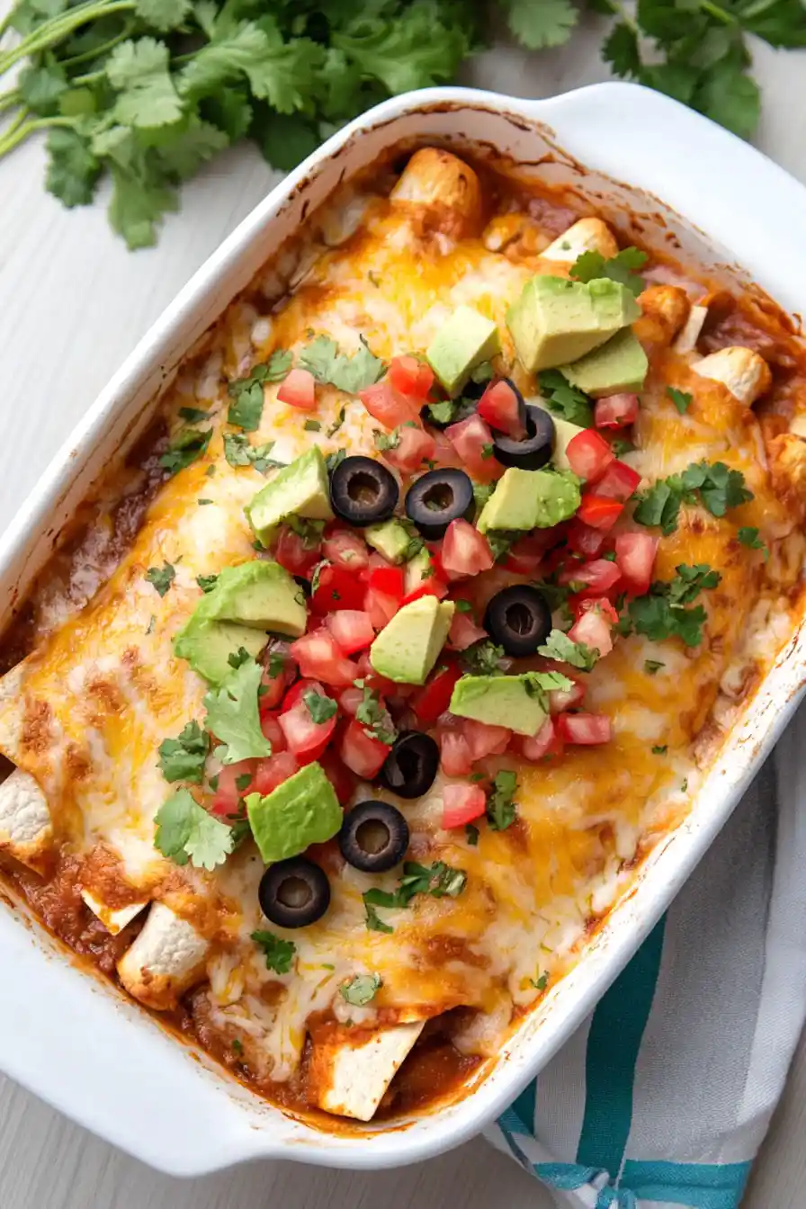 Juicy Roasted Chicken Enchilada Casserole