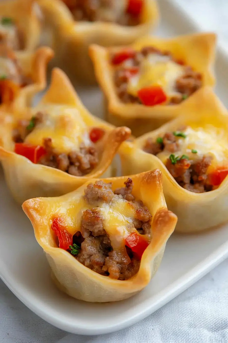 Delicious Pork Sausage Wonton Cups