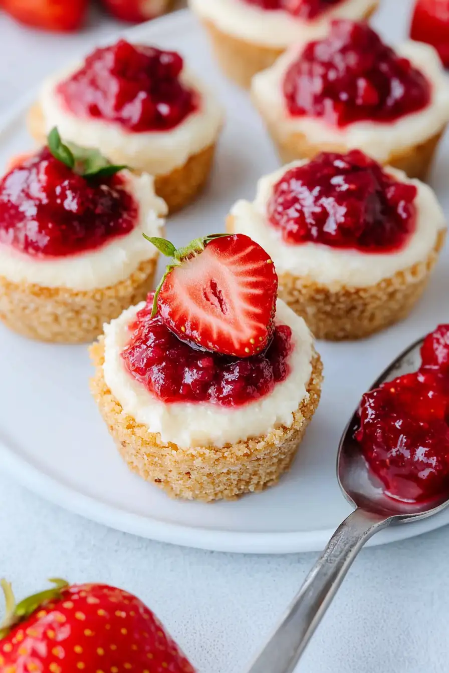 Savory Mini Strawberry Cheesecakes