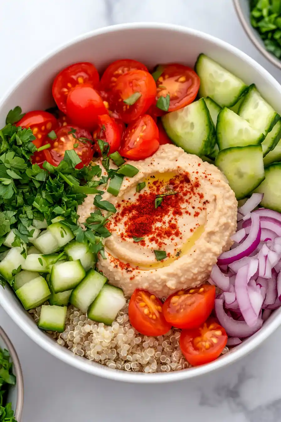Protein-Packed Hummus Quinoa Bowl