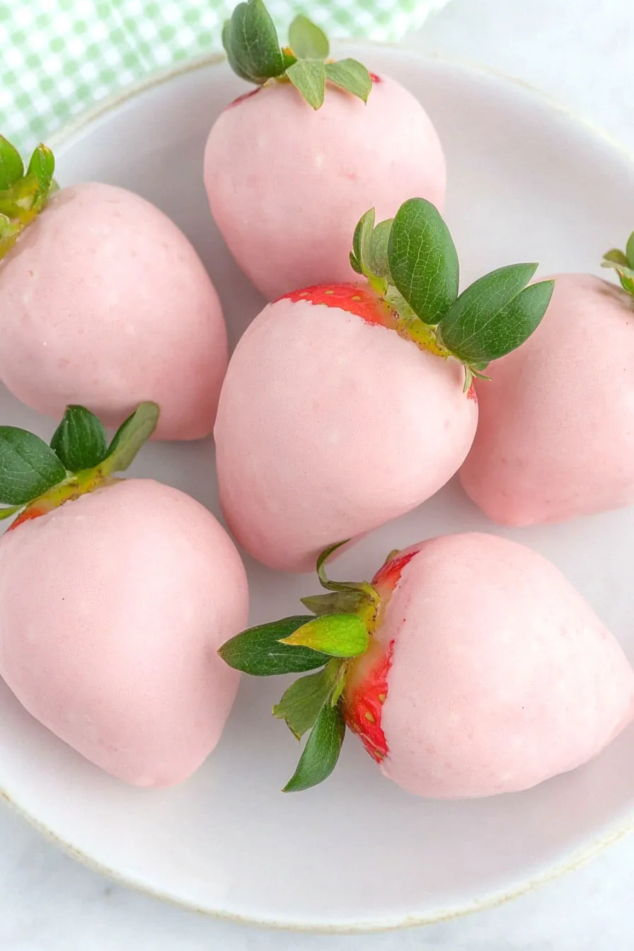 Healthy Pink Chocolate Covered Strawberries