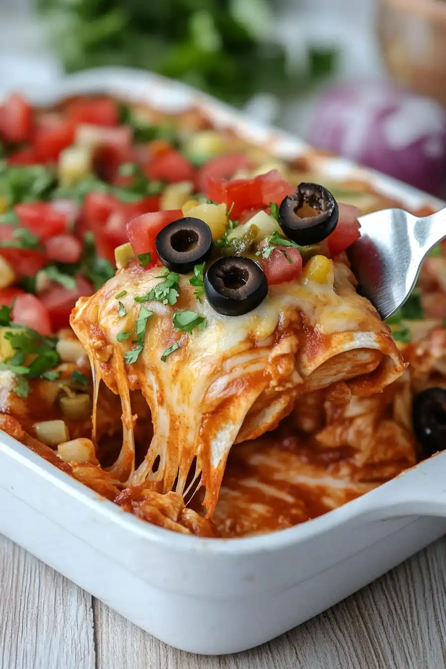 Juicy Roasted Chicken Enchilada Casserole