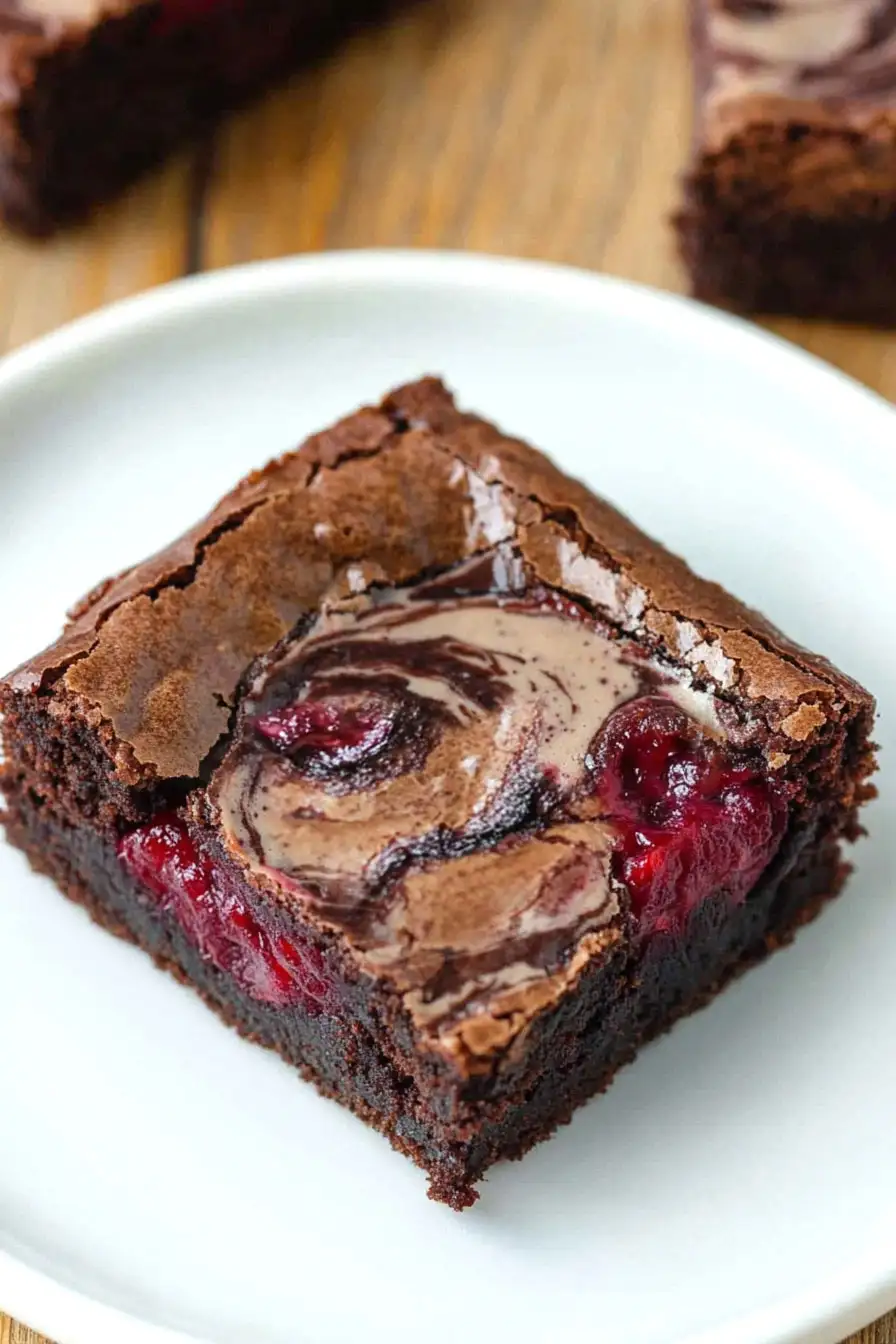 Moist Raspberry Cheesecake Swirl Brownies