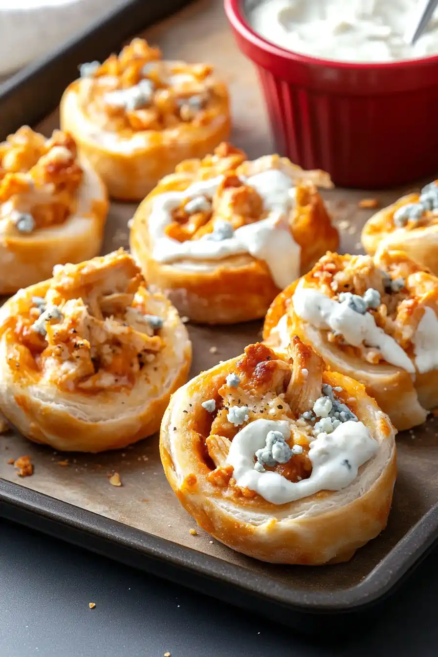 Easy Buffalo Chicken Pizza Pinwheels