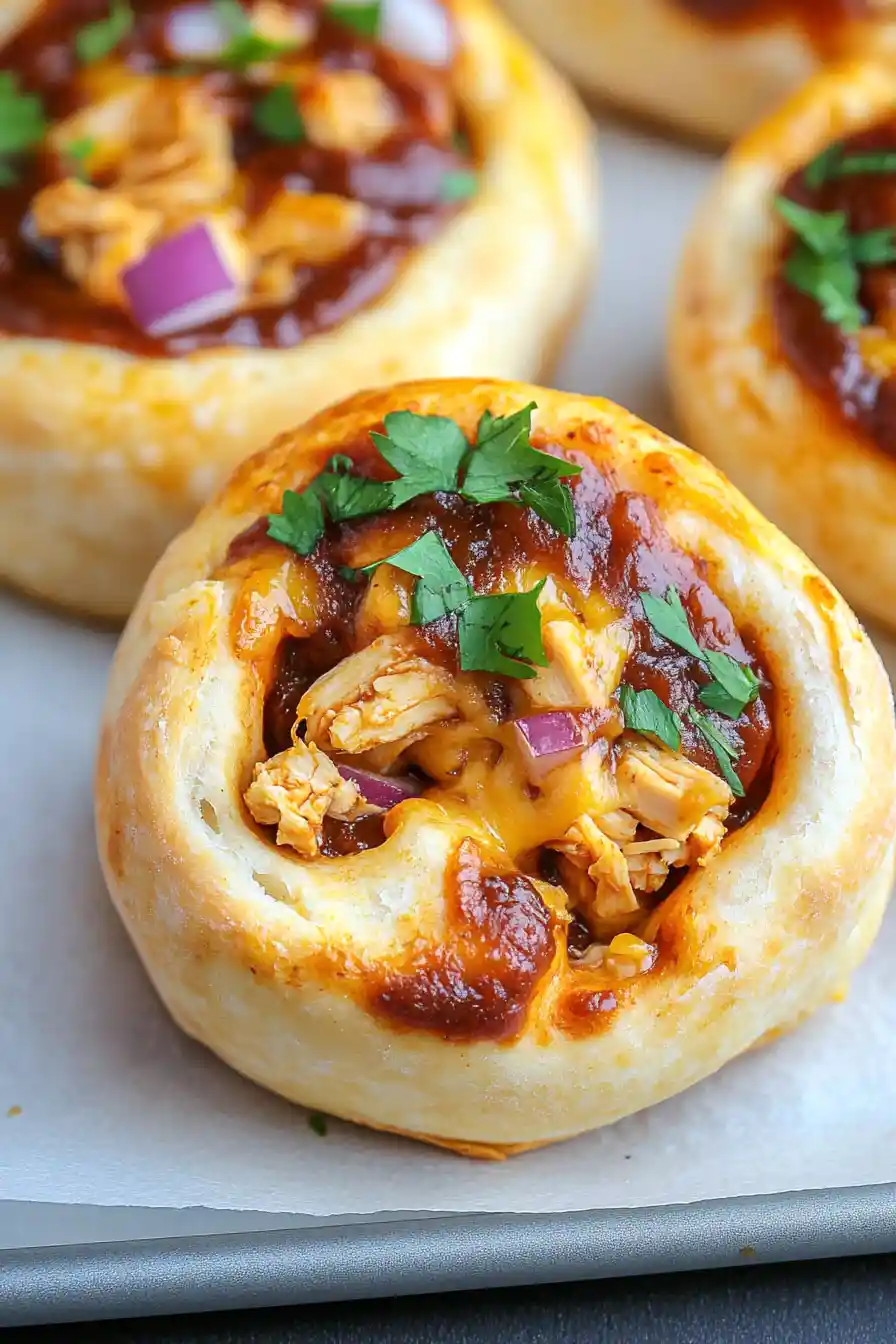 Quick BBQ Chicken Pizza Pinwheels