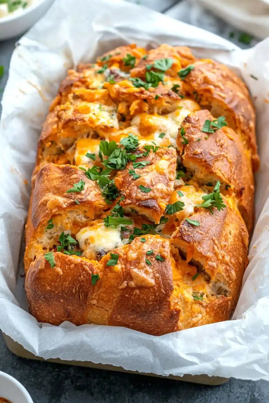Crunchy Buffalo Chicken Pull Apart Bread
