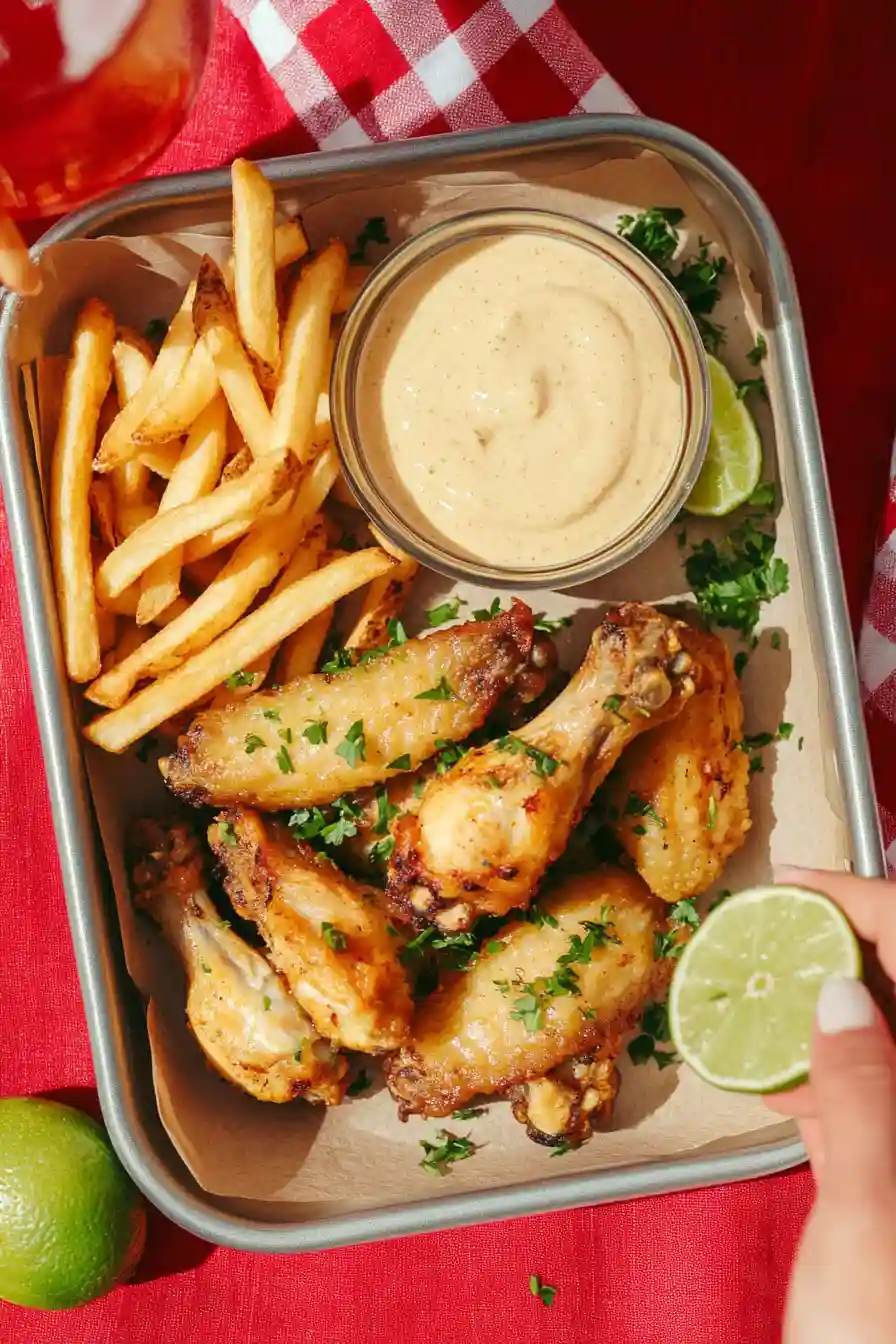 Easy Chicken Wings with Fries
