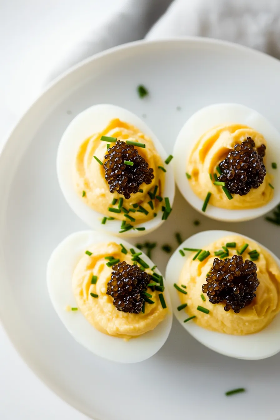 Savory Deviled Quail Eggs with Caviar