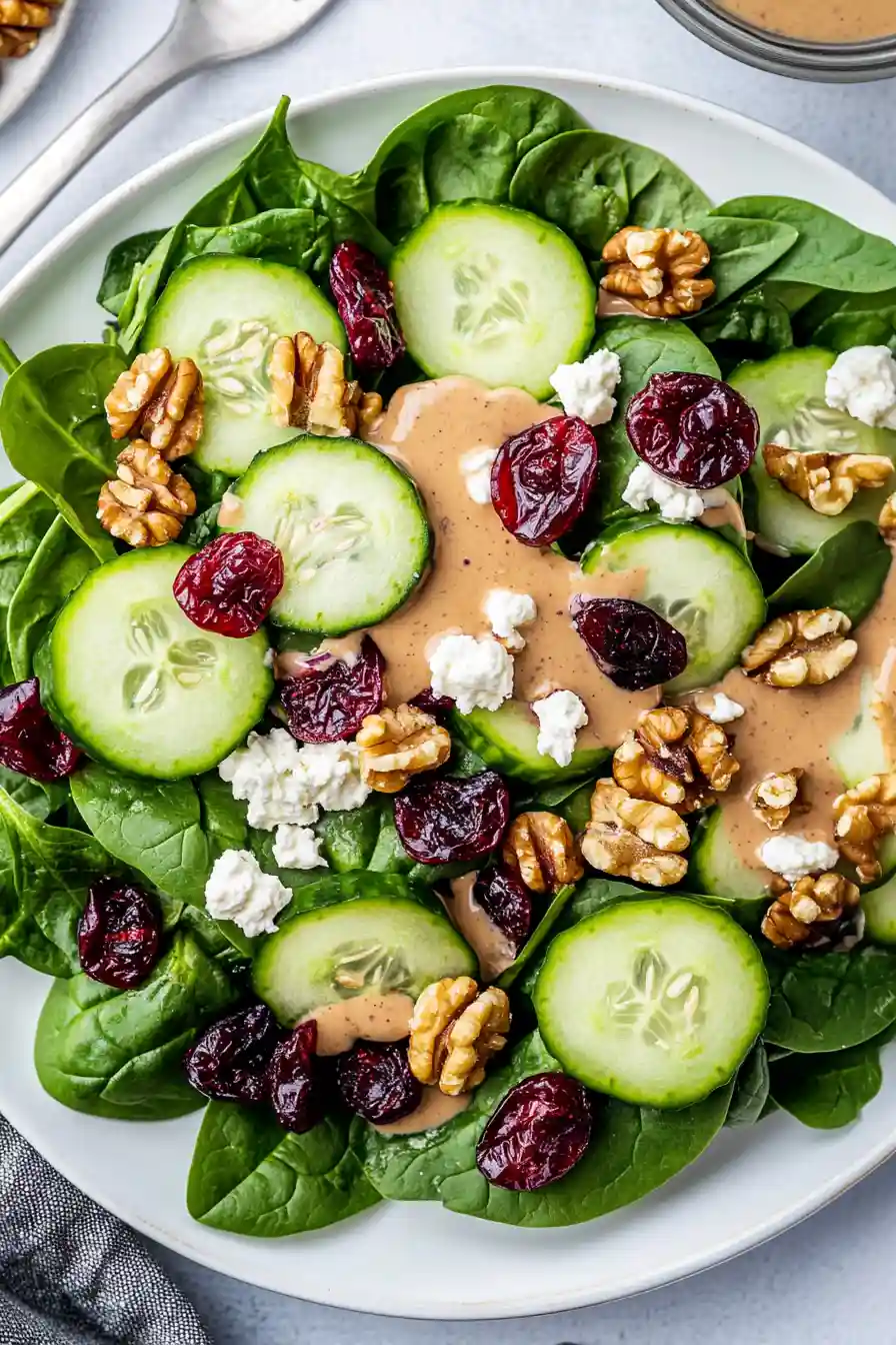 Simple Spinach Salad with Goat Cheese