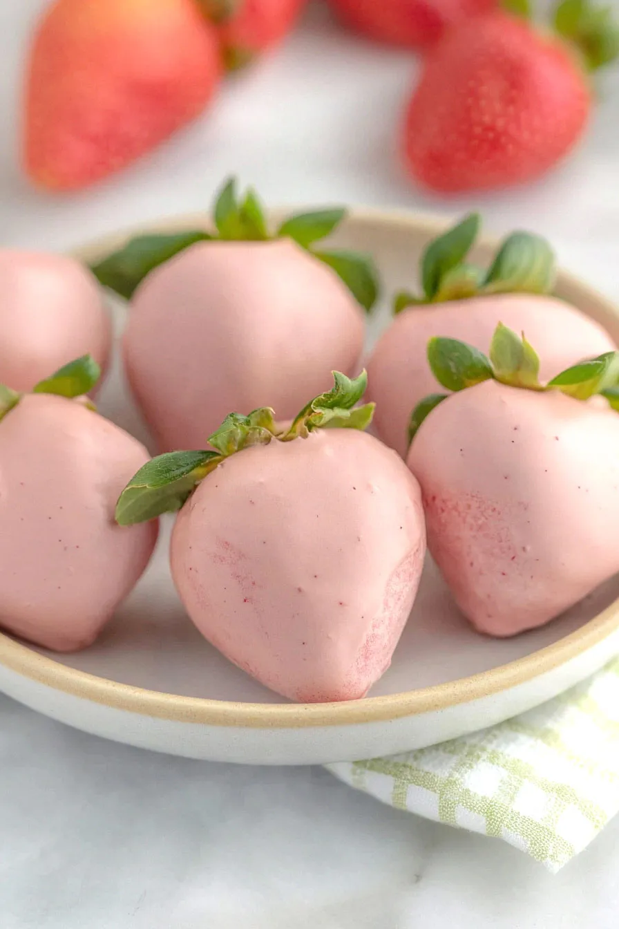 Healthy Pink Chocolate Covered Strawberries