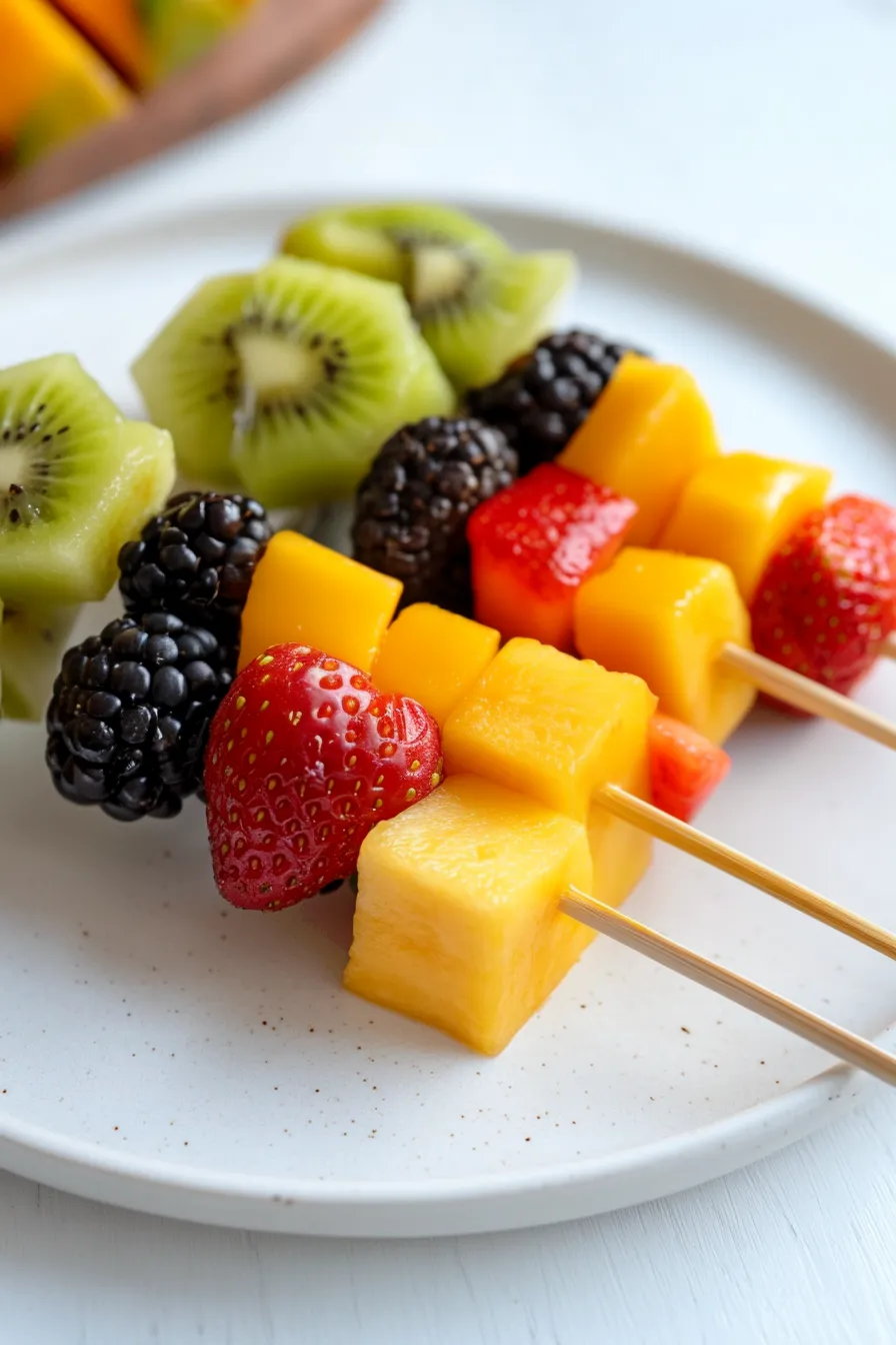 Colorful Rainbow Fruit Kabobs