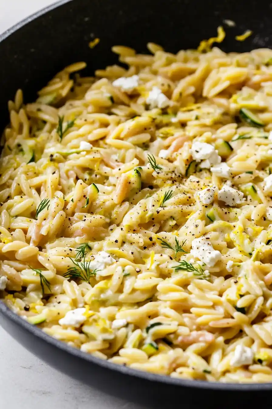 Healthy Feta Zucchini Orzo
