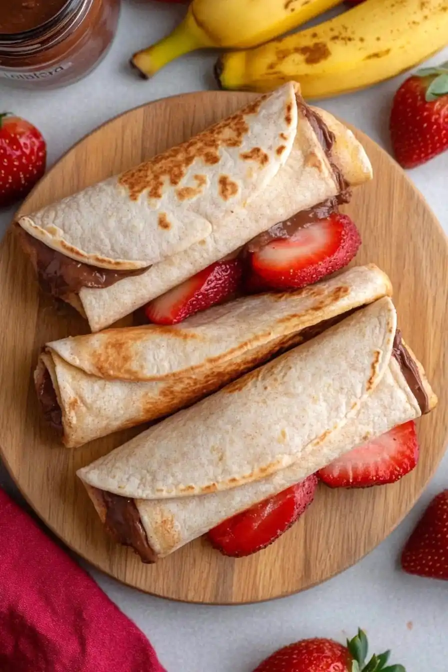 Tasty Strawberry Nutella Tortilla Roll Ups