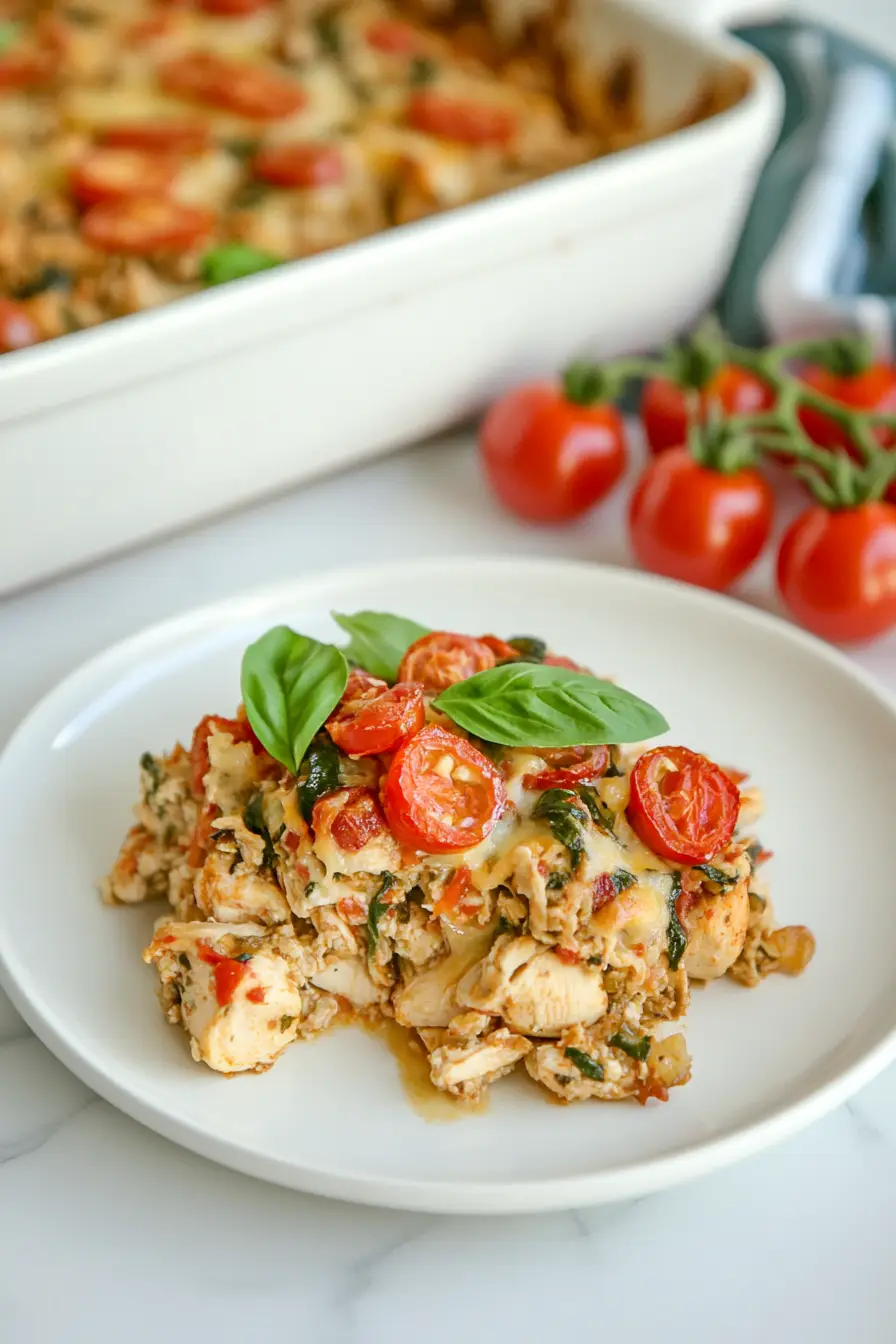 Juicy Bruschetta Chicken Casserole
