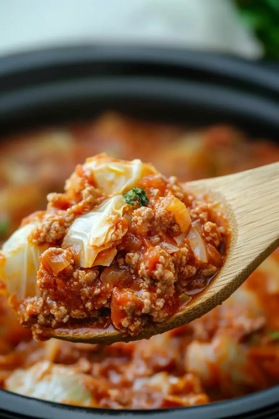 Hearty Slow Cooker Unstuffed Cabbage Rolls