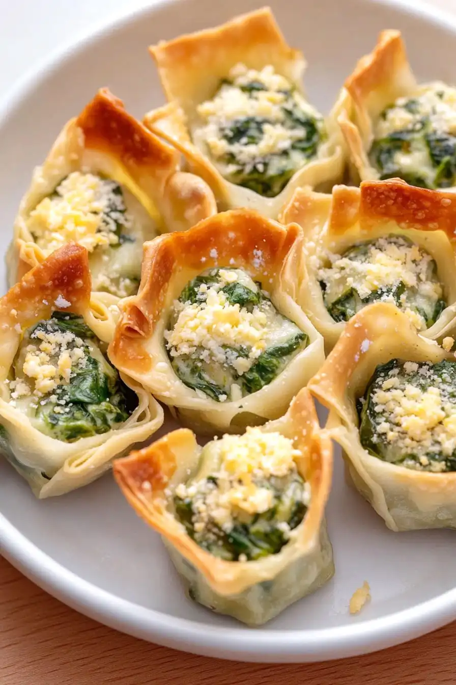 Quick Spinach Wonton Cups