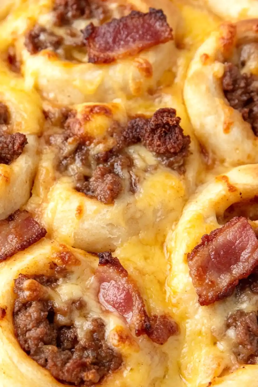 Easy Bacon Cheeseburger Pizza Pinwheels